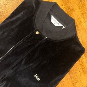 Authentic 1970s Christian Dior Monsieur Velvet Velour Sweater Zip Up Large